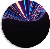 PVC Schuimplaat Muurcirkel - Abstracte Neonkleurige Lijnen - 40x40 cm Foto op Muurcirkel (met ophangsysteem)