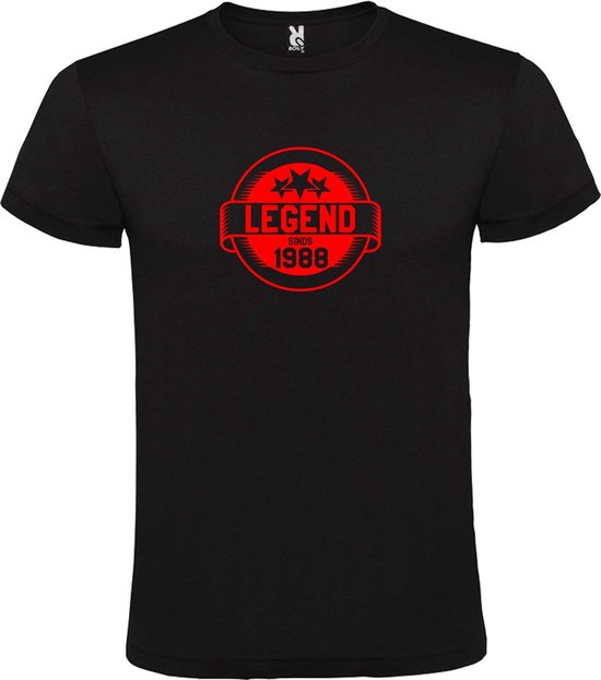 Zwart T-Shirt met “Legend sinds 1988 “ Afbeelding Rood Size XXXL