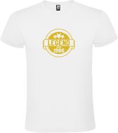 Wit T-Shirt met “Legend sinds 1986 “ Afbeelding Goud Size XXXL