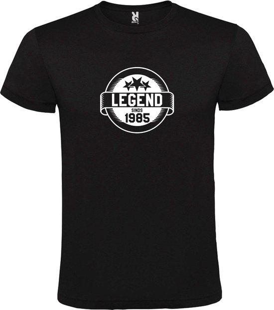Zwart T-Shirt met “Legend sinds 1985 “ Afbeelding Wit Size XXXL