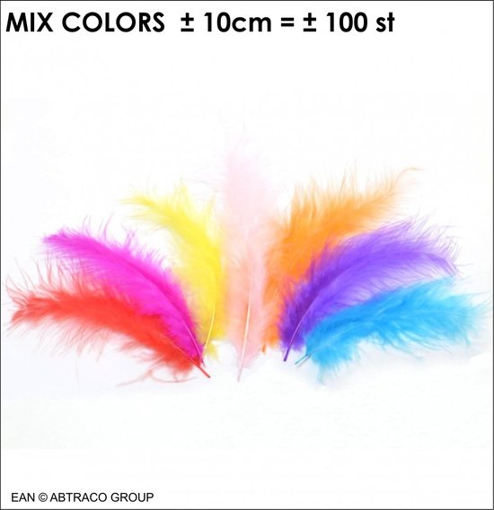 Pluim / Veertjes kleur kleur mix ± 100 st / ± 10cm / EAN = SKU © Promoballons