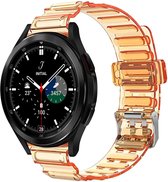 Strap-it Smartwatch bandje 20mm - doorzichtige horlogeband geschikt voor Samsung Galaxy Watch 3 41mm / Galaxy Watch 42mm / Galaxy Watch Active & Active2 / Galaxy Watch 4 & 4 Classic / Galaxy Watch 5 & 5 Pro - transparant-oranje