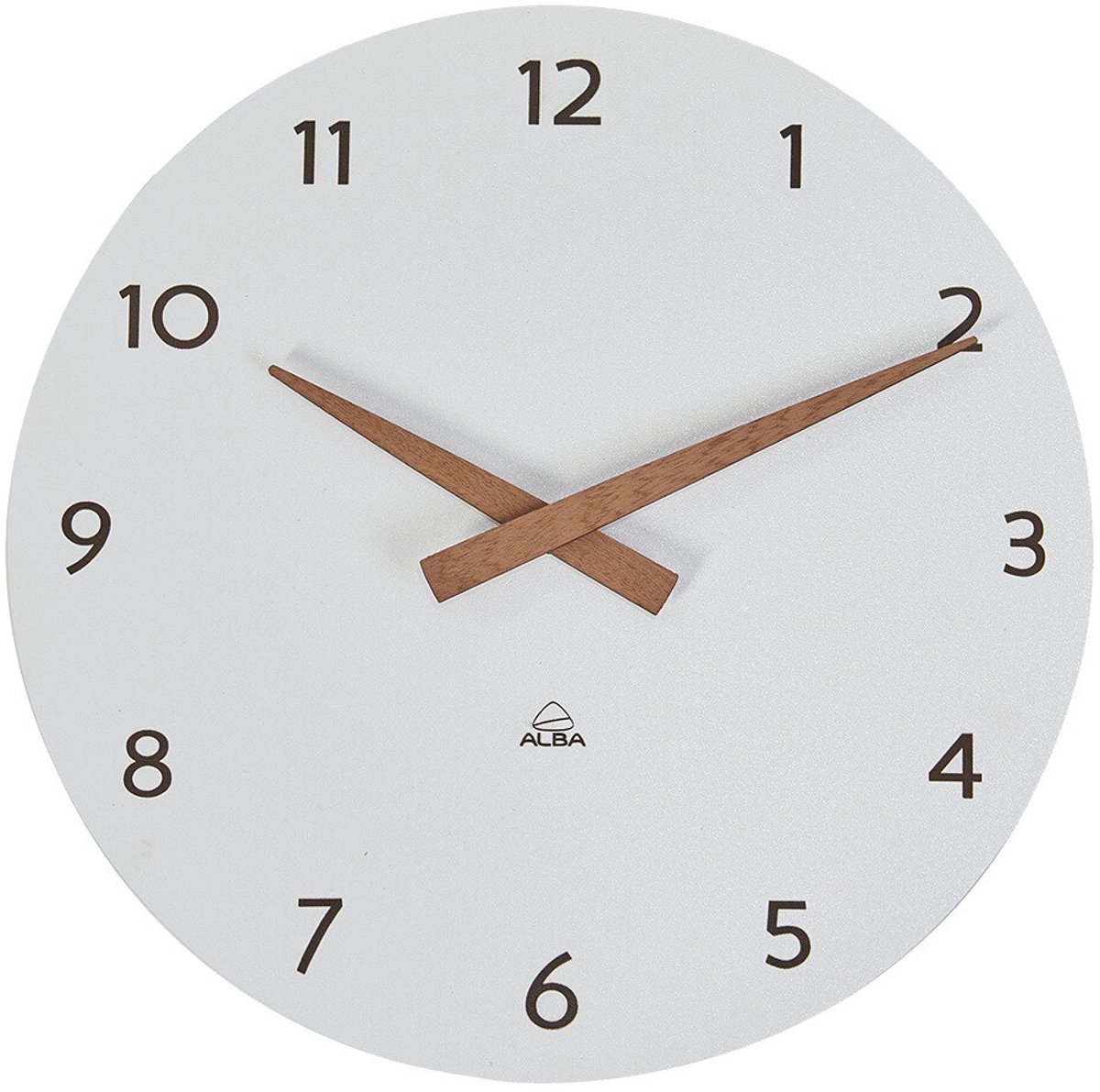 Alba Hormilena wandklok wit met houten wijzers 30 cm.