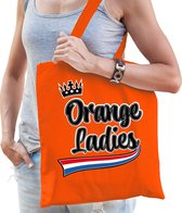 Oranje tas/shopper van katoen Orange Ladies - Koningsdag - 42 x 38 cm - EK/ WK voetbal