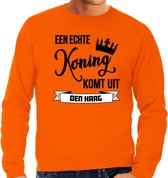 Bellatio Decorations Koningsdag sweater - oranje - echte Koning komt uit Den haag - heren - trui S