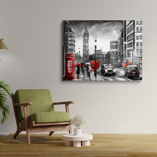 Luxe Canvas Schilderij London Streets | 60x40 | Woonkamer | Slaapkamer | Kantoor | Muziek | Design | Art | Modern | ** 4CM DIK! 3D EFFECT**
