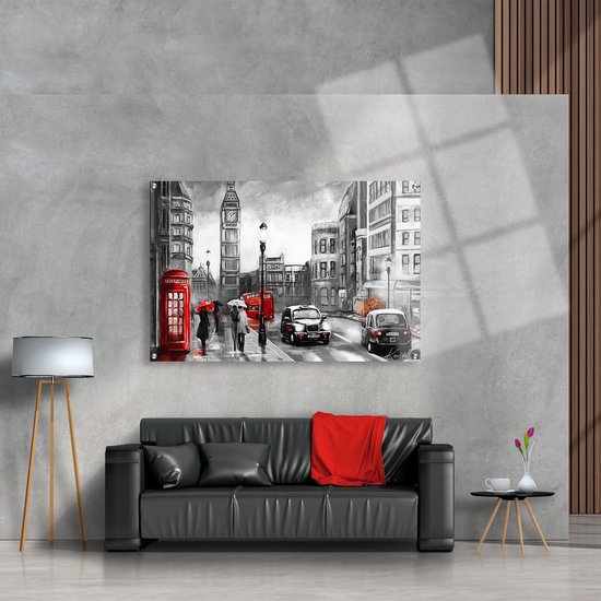 Luxe Plexiglas Schilderij London Streets | 90x60 | Woonkamer | Slaapkamer | Kantoor | Muziek | Design | Art | Modern | ** 5MM DIK**
