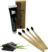 green-goose® Bamboe Houtskool Tandpasta met 4 Bamboe Tandenborstels