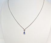 R&C - COL4062 - witgouden - 14 karaat - collier - hanger - diamant - blauwe saffier - sale Juwelier Verlinden St. Hubert – van €1375,= voor €1129,=
