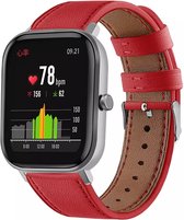 Strap-it Smartwatch bandje leer - geschikt voor Xiaomi Amazfit GTS 1-2-3-4 - Mini / Bip / Bip S / Bip Lite / Bip U Pro / Amazfit GTR 42mm - rood