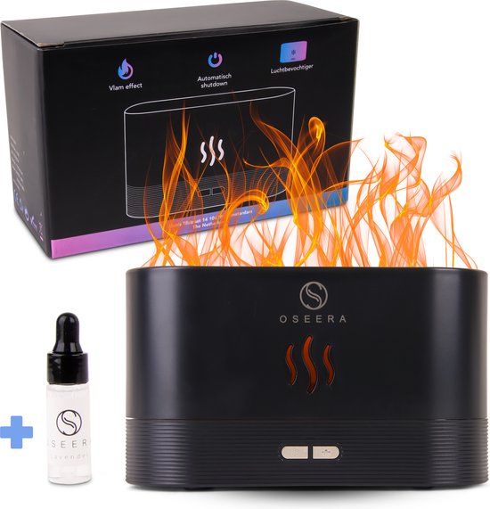 Birshe Aromadiffuser Met Vlam Effect - Luchtbevochtiger En Olie Diffuser Met Kleurenlicht
