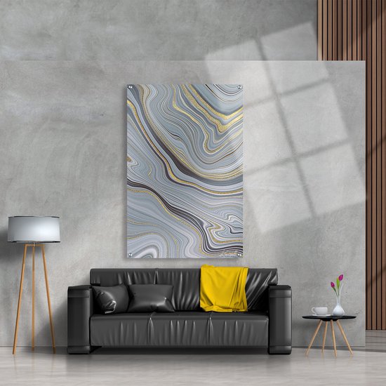 Luxe Plexiglas Schilderij River of Gold |60x40 | Woonkamer | Slaapkamer | Kantoor | Muziek | Design | Art | Modern | ** 5MM DIK**