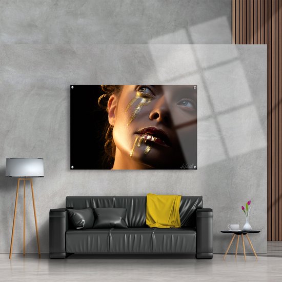 Luxe Plexiglas Schilderij Gold Tears | 150x100 | Woonkamer | Slaapkamer | Kantoor | Muziek | Design | Art | Modern | ** 5MM DIK**