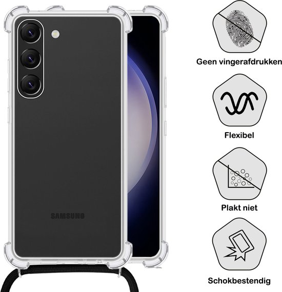 Coque Samsung S23 Siliconen Antichoc avec Cordon Transparente avec Cordon Téléphone - Coque Samsung Galaxy S23 Antichoc avec Cordon
