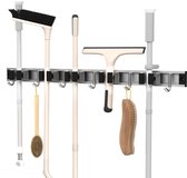 Vitasa - Porte-balais - Système de suspension de Luxe pour balais - Porte-outils réglable - Outils de jardin - 6 crochets - 5 supports - Système de rangement en acier inoxydable
