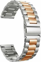 Strap-it Stalen schakel bandje 22mm - RVS bandje geschikt voor Samsung Galaxy Watch 46mm / Galaxy Watch 3 45mm / Gear S3 Classic & Frontier - Amazfit GTR 47mm / GTR 2 / GTR 3 - Pro - OnePlus Watch - zilver/rosé goud