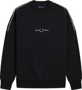 Fred Perry Tape Sleeve Sweatshirt Truien & Vesten Heren - Sweater - Hoodie - Vest- Zwart - Maat S