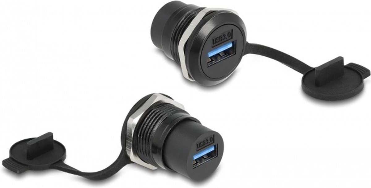 USB naar USB inbouw adapter met beschermkap - USB3.0 / zwart