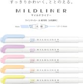 Zebra Mildliner Double Sided Highlighter - 2022 New Gentle Colors Set van 5 verpakt in een Luxe Clear Zipperbag