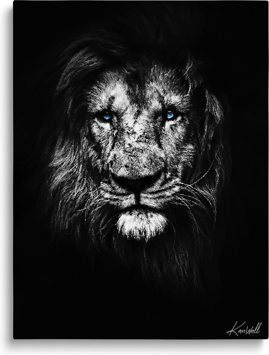 Luxe Canvas Schilderij Painted Lion | 60x40 | Woonkamer | Slaapkamer | Kantoor | Muziek | Design | Art | Modern | ** 4CM DIK! 3D EFFECT**