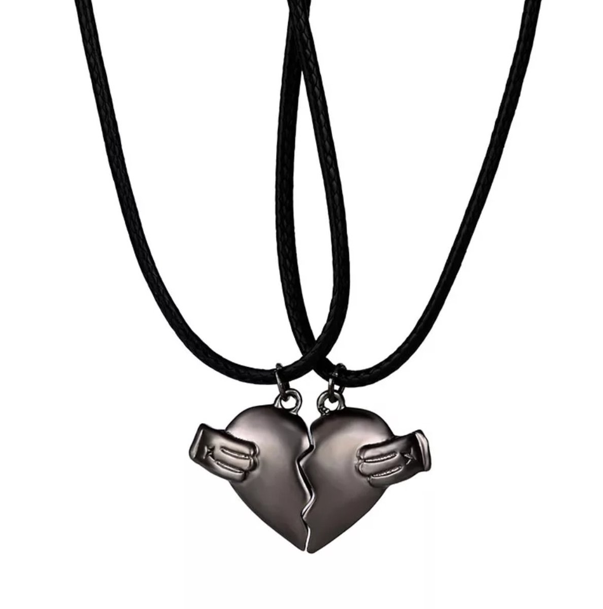 Magnetische Hartjes Ketting – Zwart – Koppelketting – Vriendschap – EmmyRovi