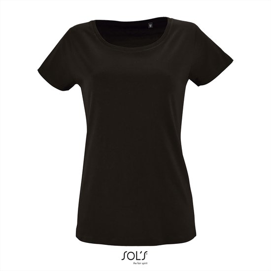 SOL'S - Milo T-Shirt dames - Zwart - 100% Biologisch Katoen - M
