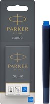 Parker lange vulpen inktpatronen | uitwasbaar blauwe QUINK inkt | 10 vulpenpatronen
