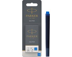 Parker lange vulpen inktpatronen - blauwe QUINK inkt - uitwasbaar - 10 stuks