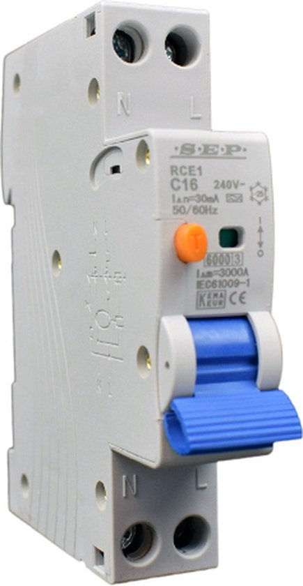 SEP RCE1 - Disjoncteur différentiel 1p+n 16A - 30mA - 6kA