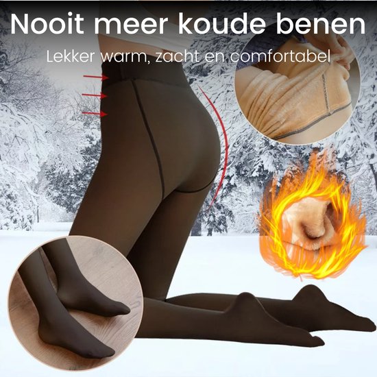 Winter thermische fleece gevoerde ondoorzichtige panty 3 paar - 100D