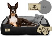 Kingdog - Honden- en kattenbed met kussen - Binnenmaat:115x90 / Buitenmaat: 130x105cm - Grijs/Zwart
