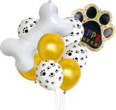 9-delige honden ballonnen decoratie set Puppy Love gold - hond - ballon - huisdier - honden poot