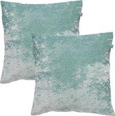 Set van 2 Sierkussens - Dutch Decor SKY 45x45 cm - unikleur velvet - Jadeite - lichtgroen