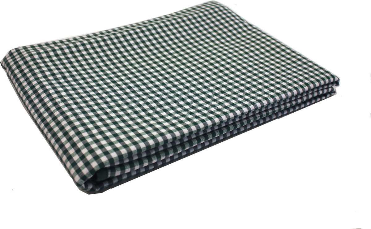 Geruit Tafelkleed Kleine ruit groen 140 x 360 (Strijkvrij) - boerenbont - picknick - gezoomd