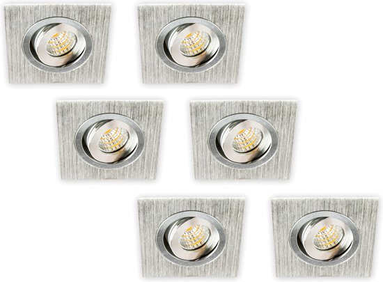 Groenovatie LED Inbouwspot 3W - Vierkant - Kantelbaar - Aluminium - 6-Pack