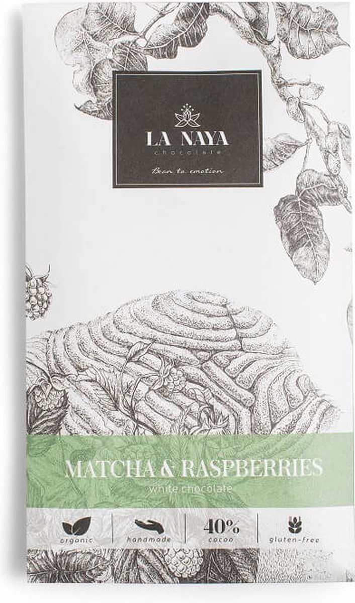 Moya - Chocoladereep met matcha en frambozen 80gr - Producten met Matcha