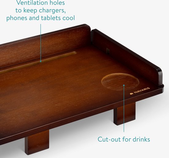 Table De Chevet Amovible Navaris En Bambou – Étagère Suspendue 38x26x11 Cm Pour Lit Superposé Ou Mezzanine Avec Fente Câbles