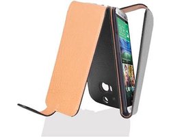 Cadorabo Hoesje geschikt voor HTC ONE M8 in ZWARTE OXIDE - Beschermhoes in flip-design Case Cover van getextureerd imitatieleer