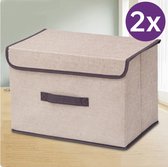 2 Stuks opvouwbare opbergbox- Stevig duurvast materiaal beige 37 * 24 * 24