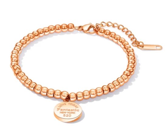 Leerella kralen Dames armband – RVS Rose - Actie Valentijnsdag - Moederdag - Verjaardag Cadeautjes 0% verkleuring
