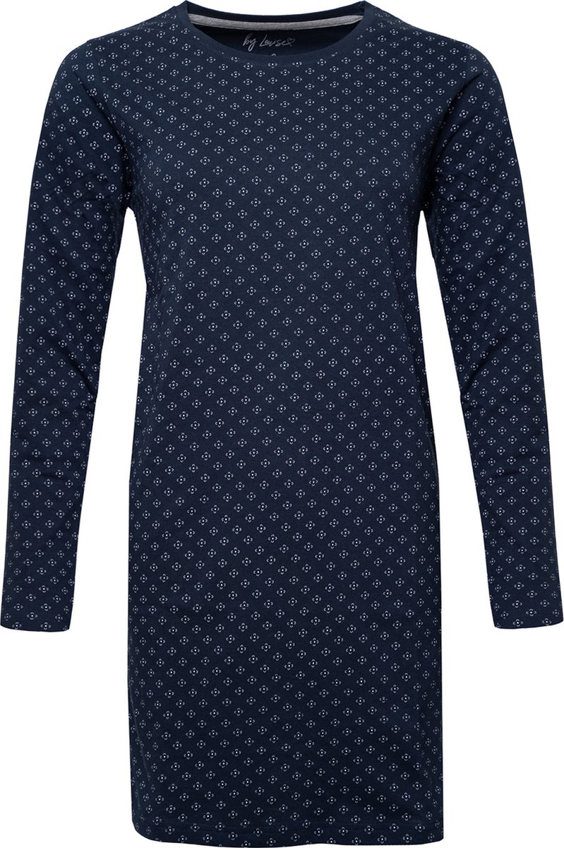 By Louise Essential Dames Nachthemd Lange Mouw Blauw - Maat XL | big shirt | slaaphemd