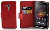Cadorabo Hoesje geschikt voor Sony Xperia SP in INFERNO ROOD - Beschermhoes van getextureerd kunstleder en kaartvakje Book Case Cover Etui