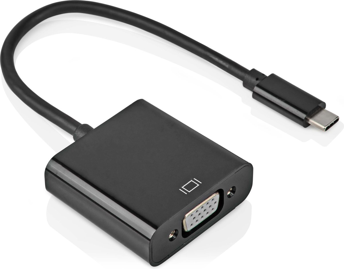 USB C naar VGA adapter - USB 2.0 - 1920x1080 - 60Hz - 0.2 meter - Zwart - Allteq