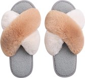 Fuzzy Sloffen - Multi - Maat 36-37 - Pantoffels Dames - Slippers - Cadeau