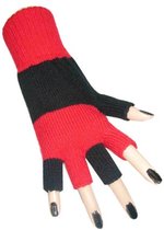 Paar vingerloze handschoen zwart/rood Milano - Feest festival thema feest party optocht themafeest