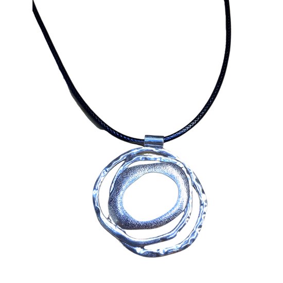 Ketting Metaal zilverkleur- 3-cirkel- 50 cm- Charme Bijoux
