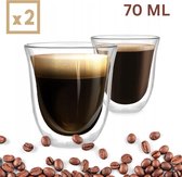 Chimneys Blend - Set 2x Dubbelwandige Koffieglazen 70ml - Espresso Glazen - Glazen Dubbelwandig - Koffieglazen - 70 ml - 2 Stuks – Handgemaakt