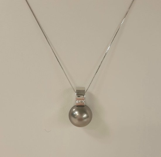 Hanger witgoud - Tahiti parel - diamant - 18 karaat - sale Juwelier Verlinden St. Hubert – van €1750,= voor €1485,=