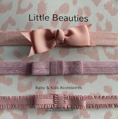 Haarbandjes - Little Beauties - baby - peuter - oud rose - set 3 stuks - kraamkado - babygift