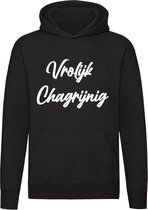 Vrolijk Chagrijnig Hoodie | humeurig | stemming | geprikkeld | geïrriteerd | humeur | Unisex | Trui | Sweater | Capuchon | Zwart